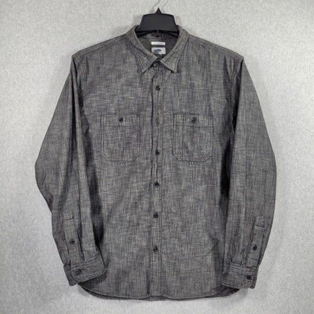 Old Navy Men's 100% Cotton Slim Fit Weathered Gray Button Down Shirt XL
